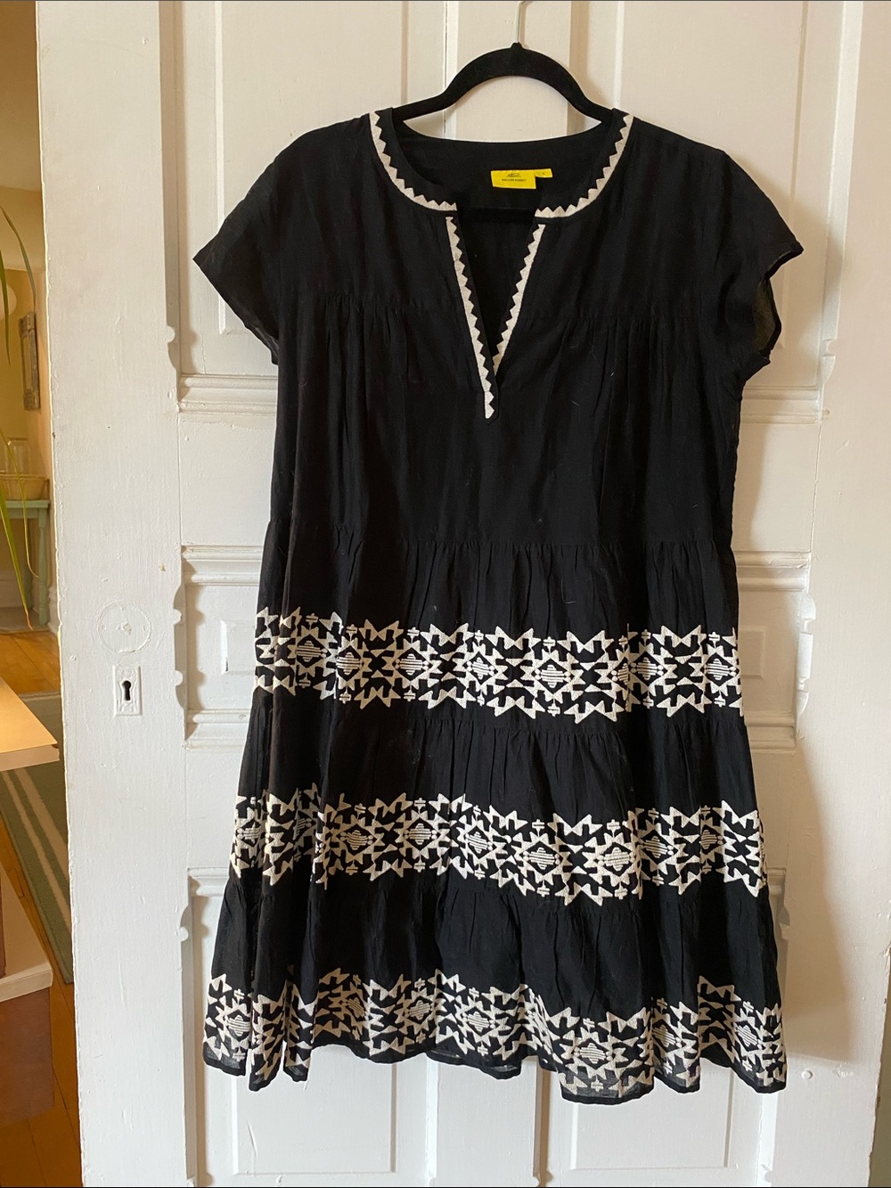 Roller Rabbit Black Mini Dress with Cream Embroidered Bands